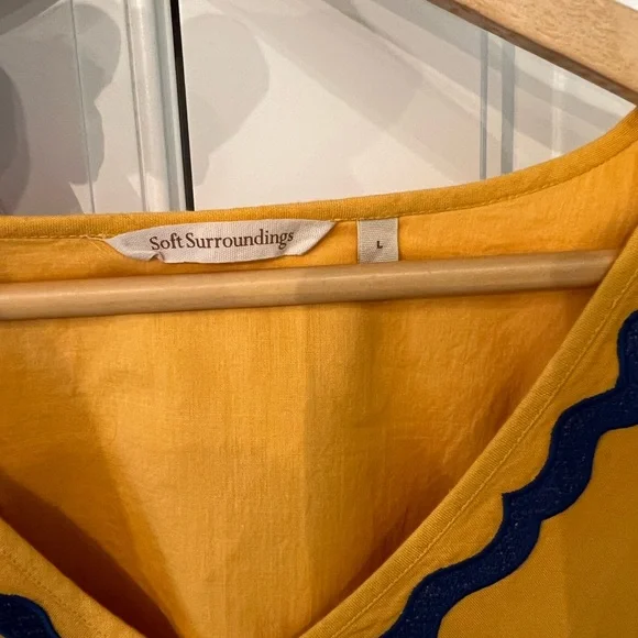 Soft Surroundings Petra Short Dress Women’s Large Yellow Embroidered Boho Tunic - Picture 4 of 6